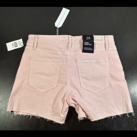 Sanctuary Cherry Blossom Midi Slit Distressed Denim Shorts Pink Size 28 - Picture 6 of 16